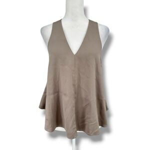 Alexander Wang Silk Blend Flowy Swing Tank Top Sz 4 Beige Taupe Minimalist